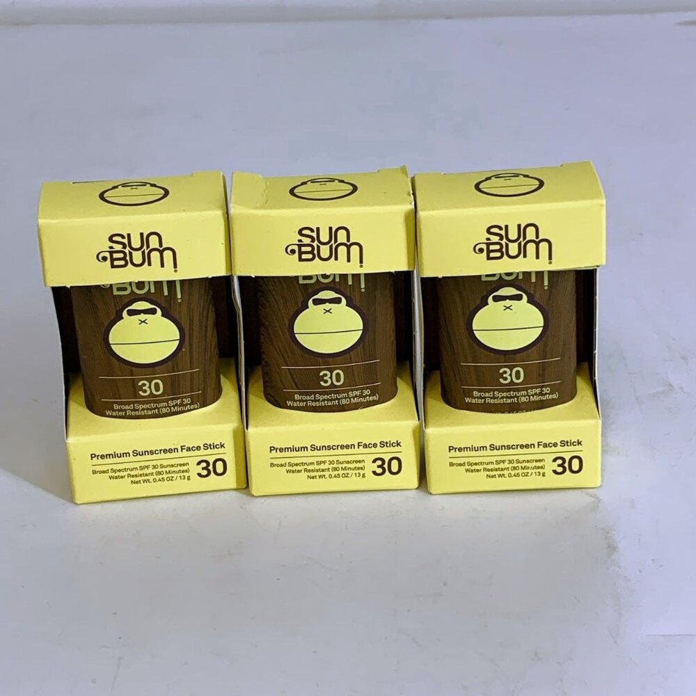 Sun Bum‎ Kids Clear Sunscreen Face Stick 30 SPF Water Res 3 Pack